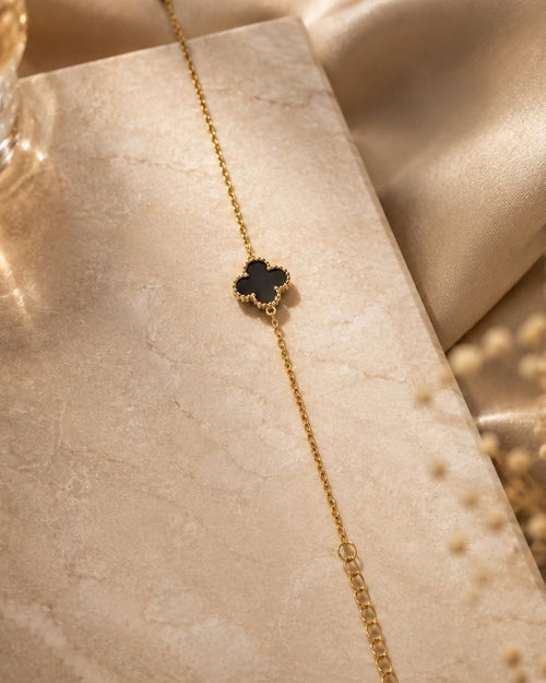 Black Clover Gold Plated Adjustable Bracelet