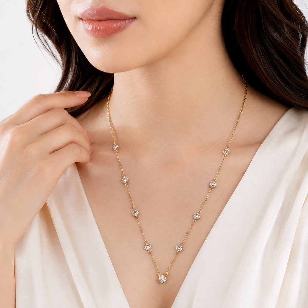 Gold Zircon Tennis Necklace for Women