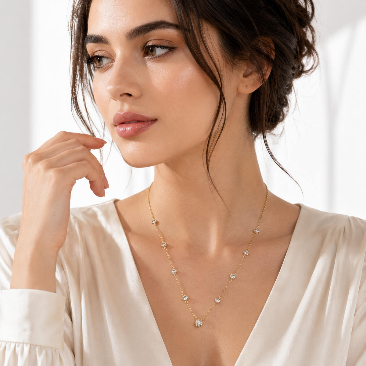 Gold Zircon Tennis Necklace for Women