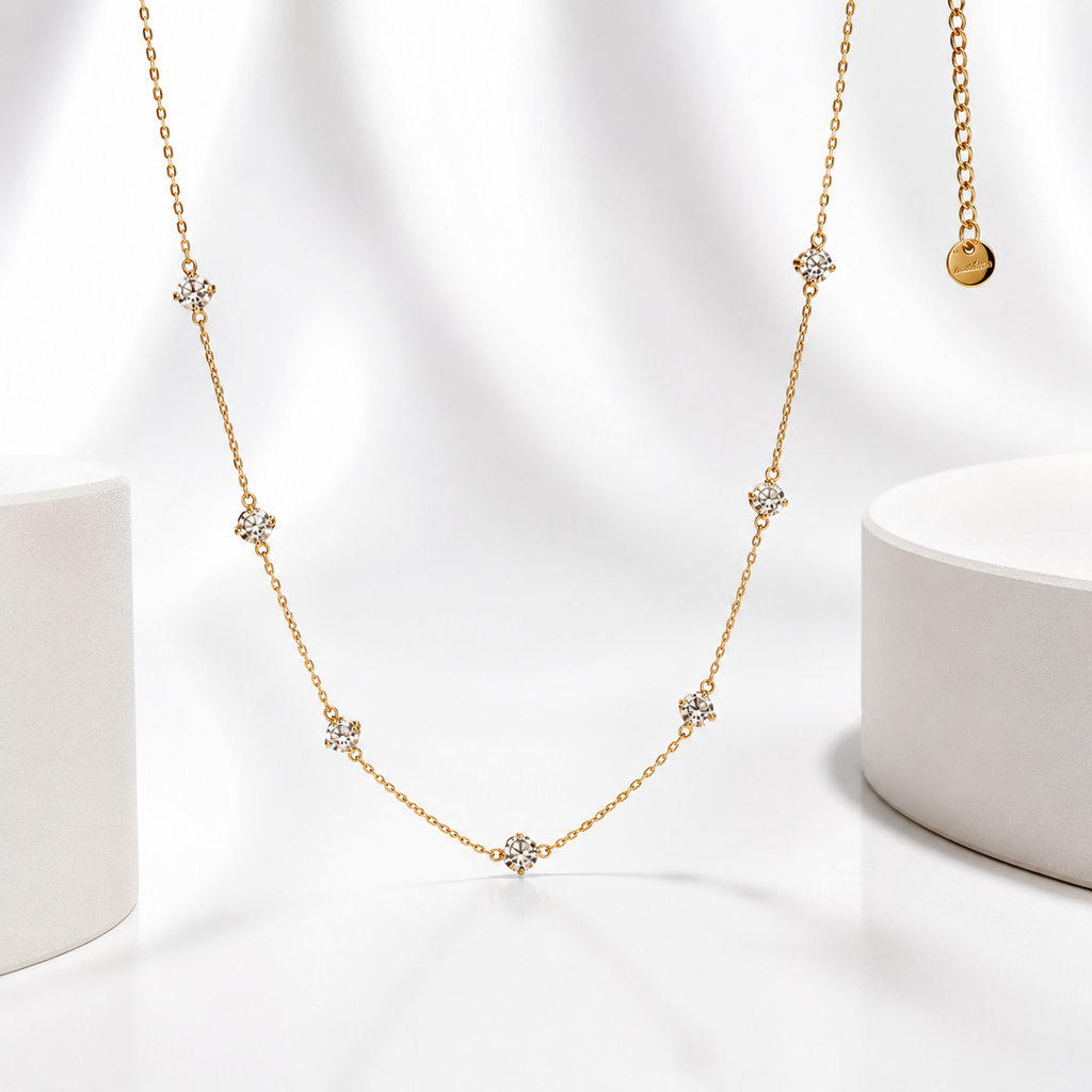 Gold Zircon Tennis Necklace for Women