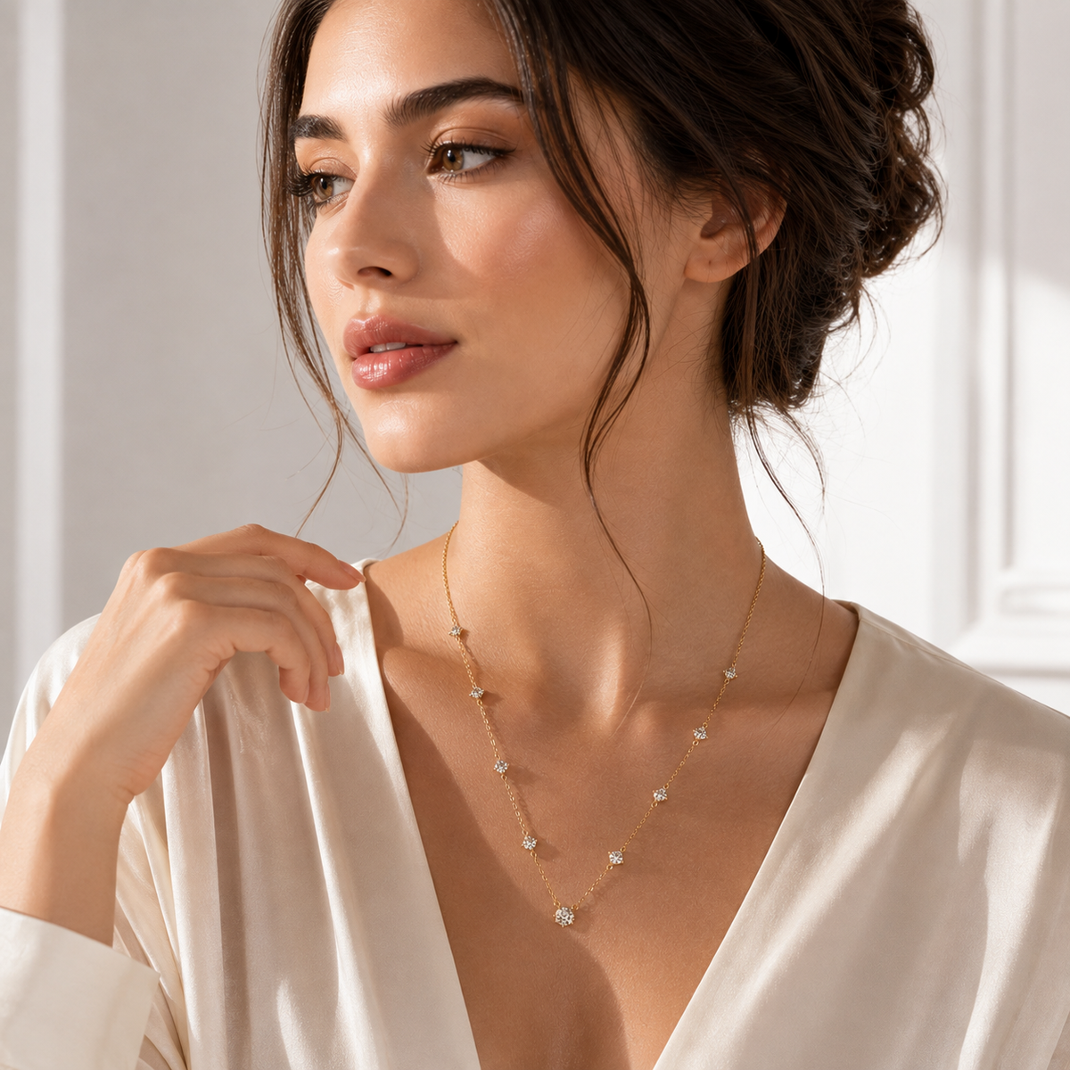 Gold Zircon Tennis Necklace for Women