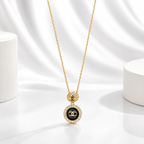 Black Gold Double Pendant Necklace for Women