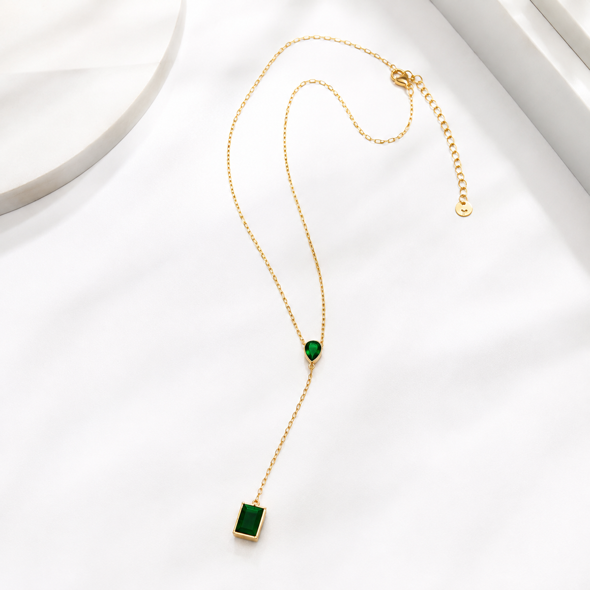 Green Emerald Y Necklace for Women