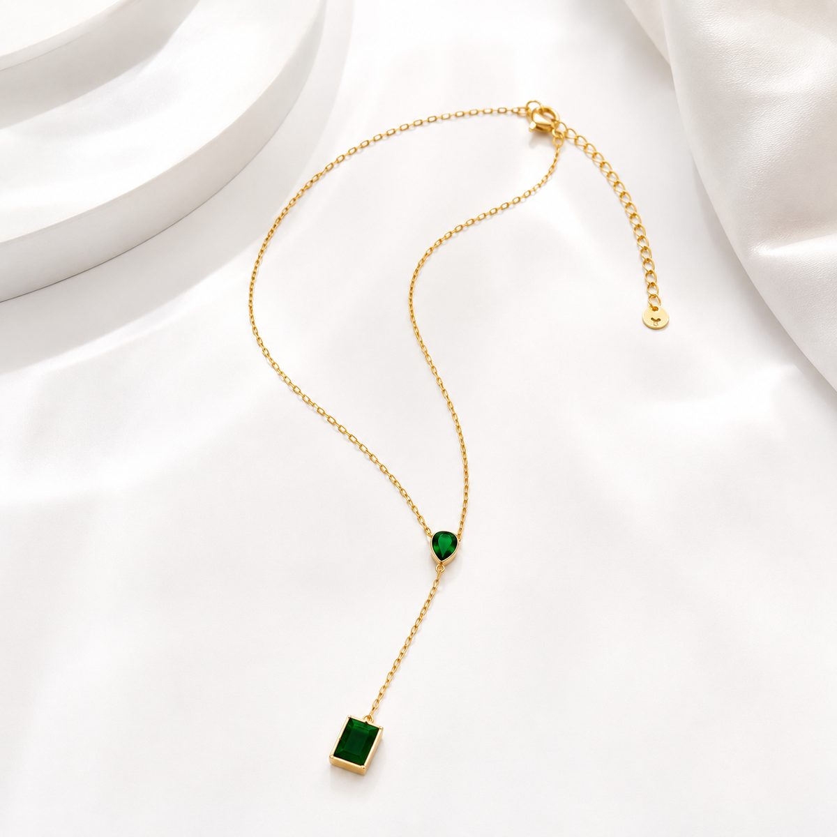 Green Emerald Y Necklace for Women