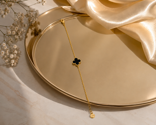 Black Clover Gold Plated Adjustable Bracelet