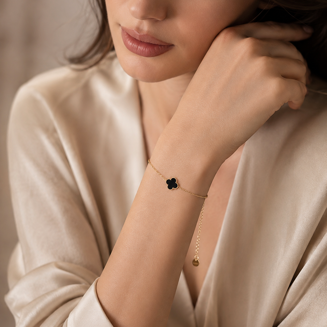 Black Clover Gold Plated Adjustable Bracelet