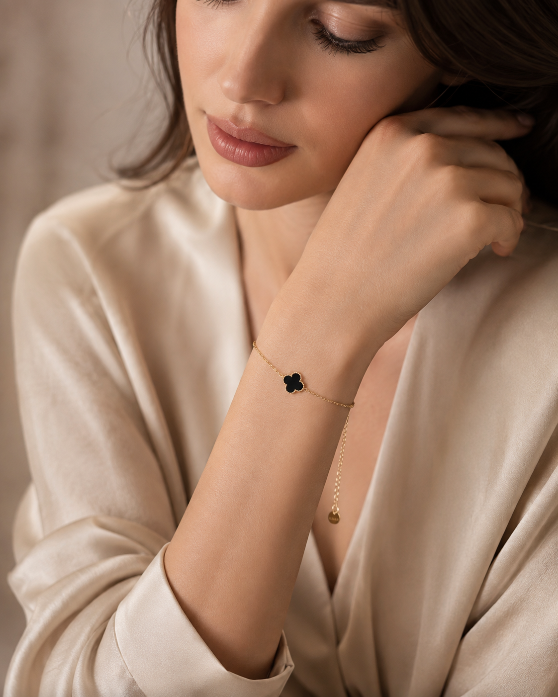 Black Clover Gold Plated Adjustable Bracelet