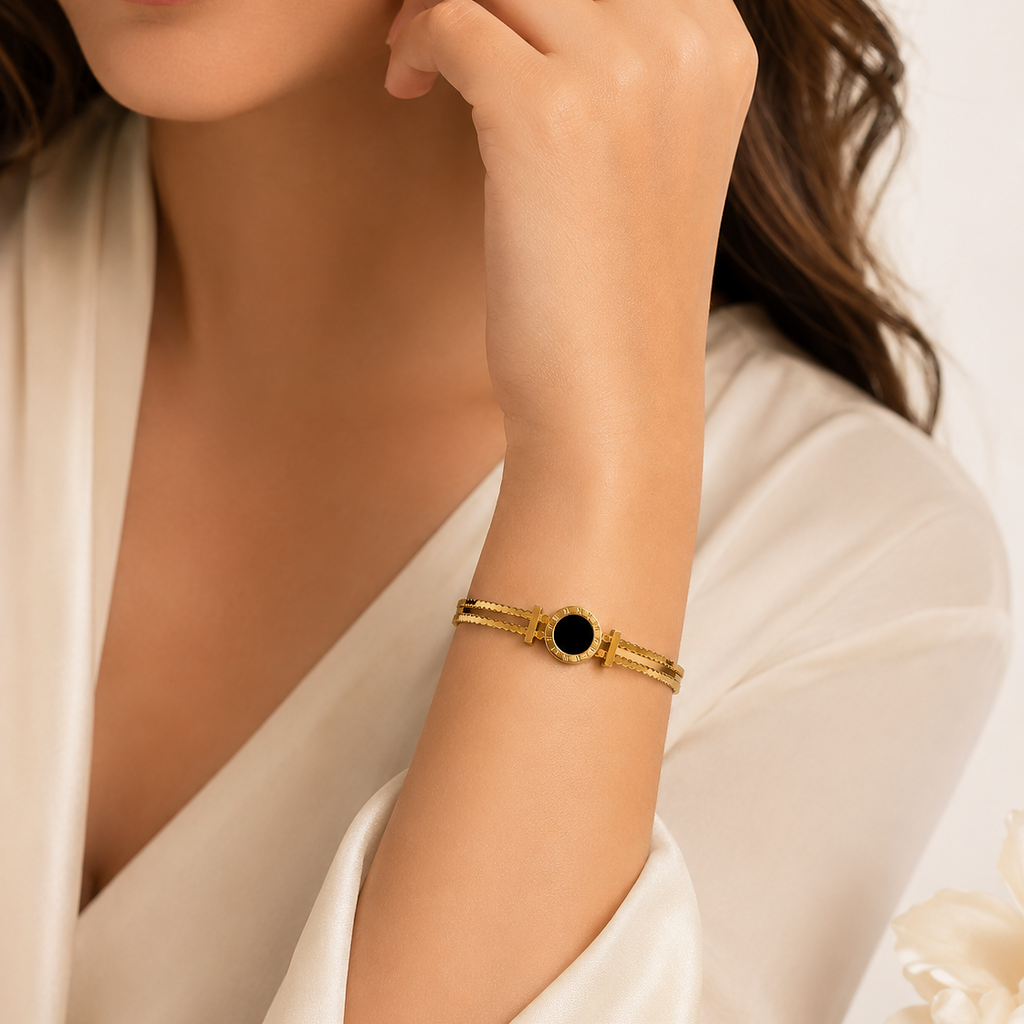 Noir Black Clover Cuff Bracelet