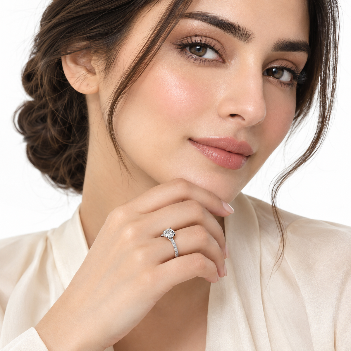 ZARISHA Eternal Round Pave Engagement Ring