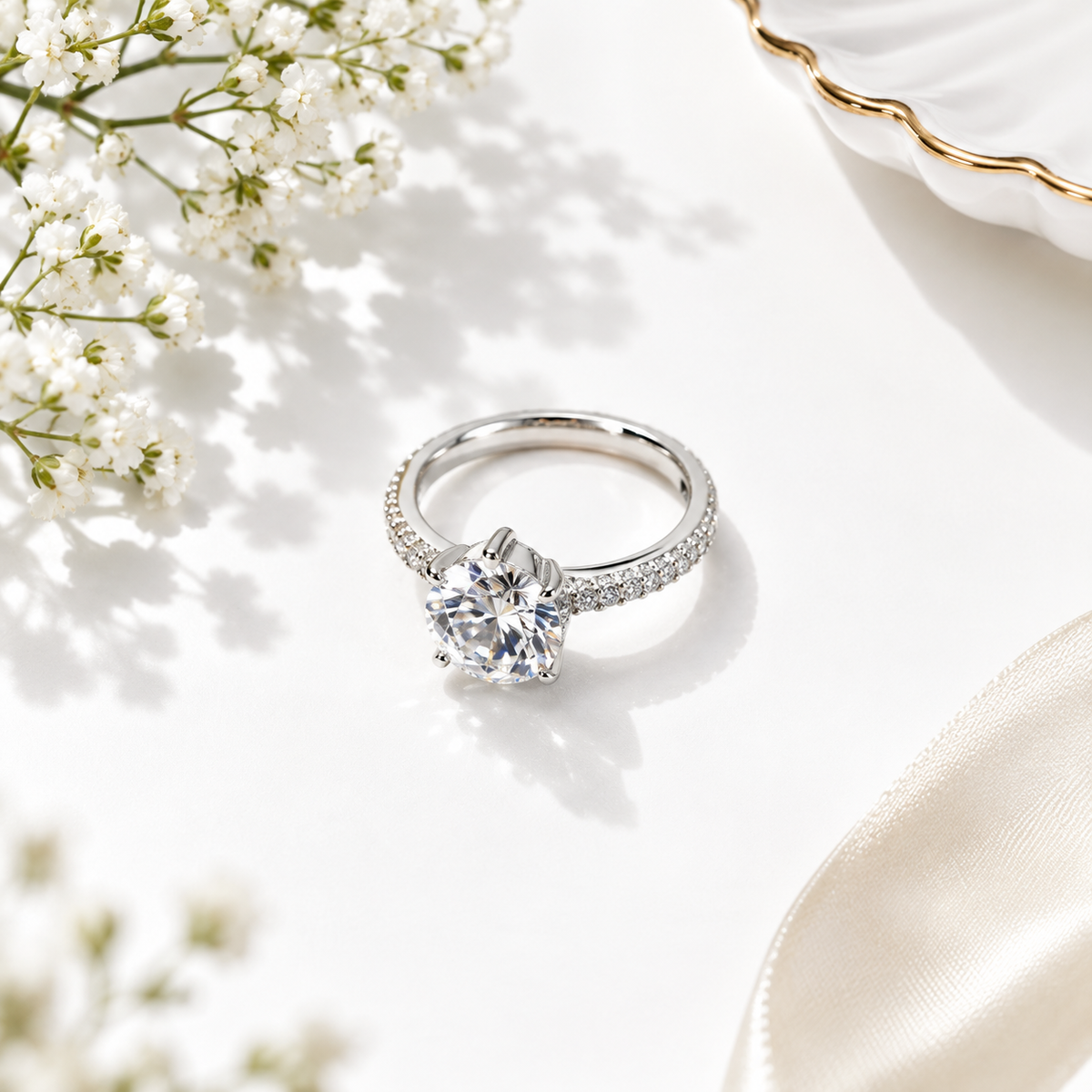 ZARISHA Eternal Round Pave Engagement Ring