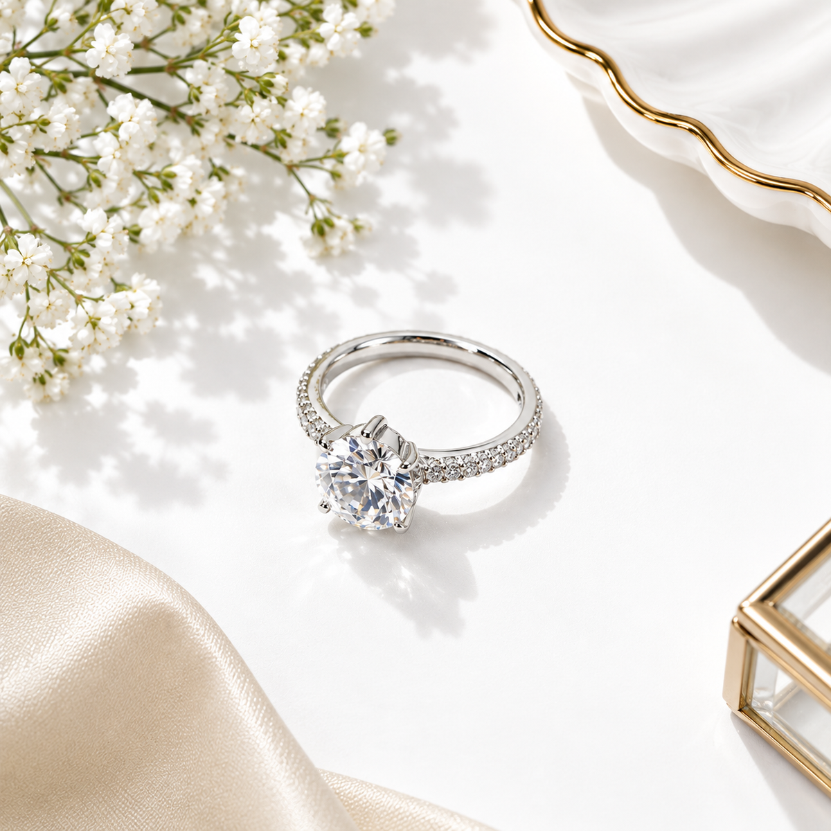 ZARISHA Eternal Round Pave Engagement Ring