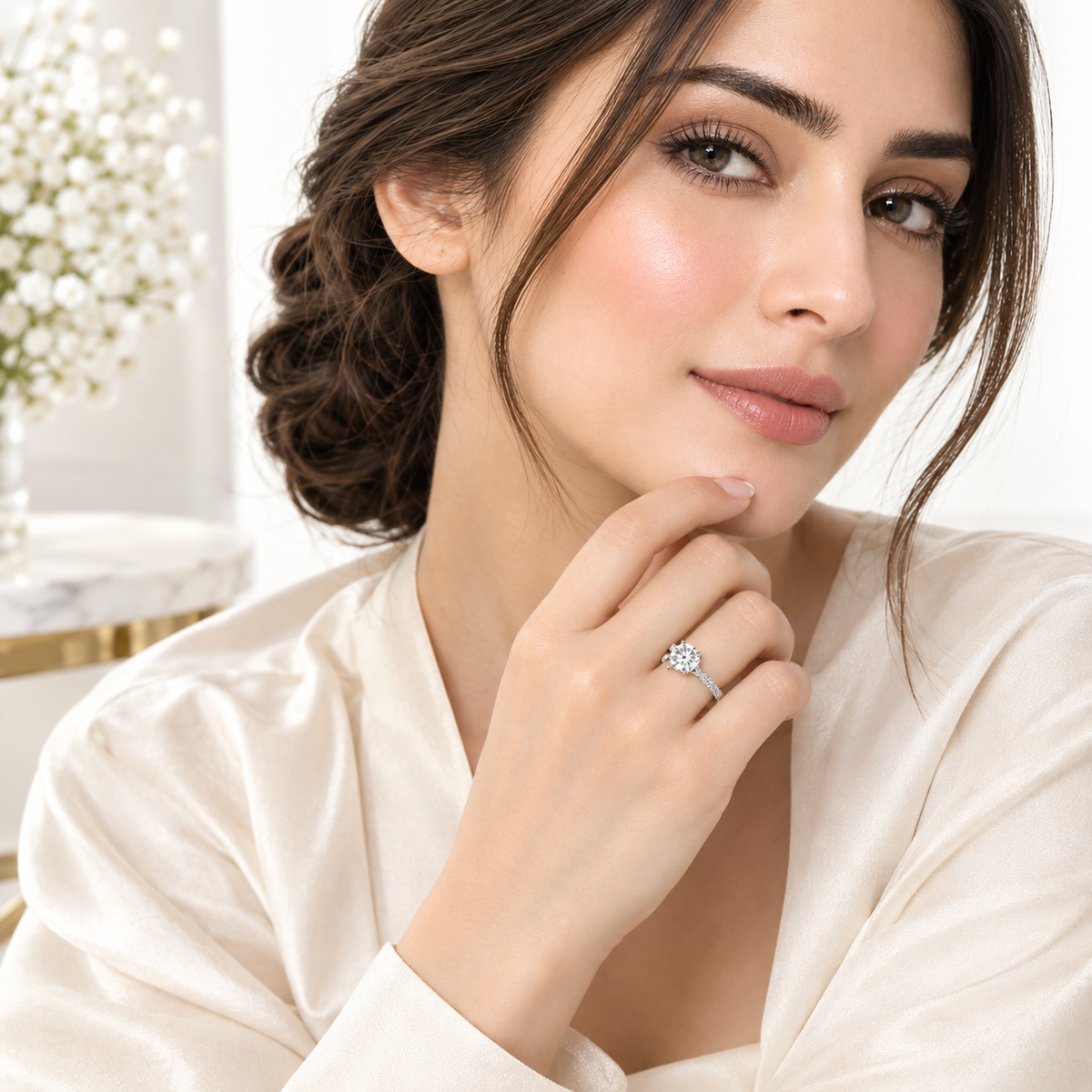 ZARISHA Eternal Round Pave Engagement Ring