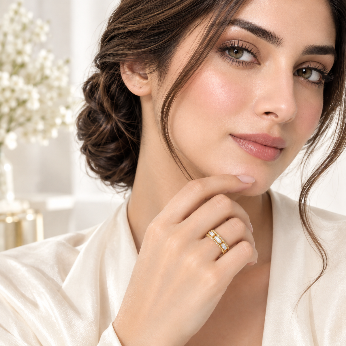 The Luxe Baguette Cut Gold Band Ring