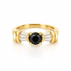 Noir Elegance Gold Baguette Statement Ring