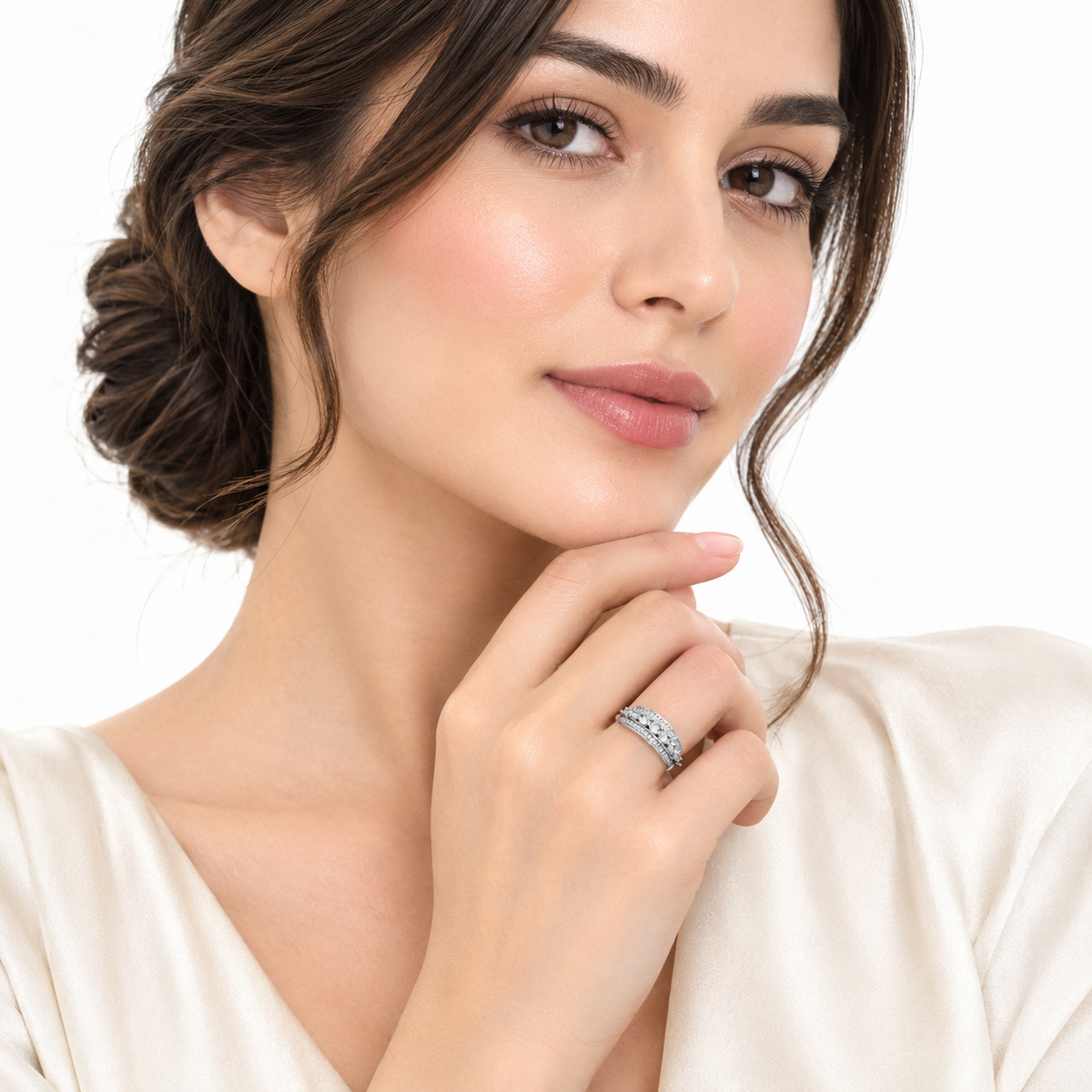 Bold Multi-Row CZ Wide Band Ring | Zarisha
