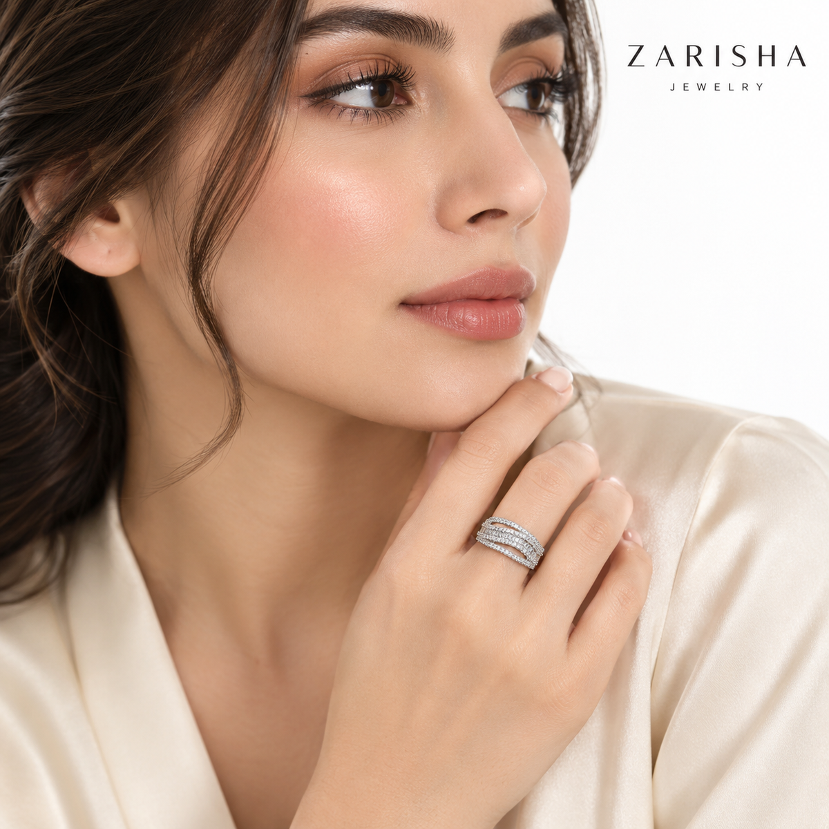 Sparkling Crossover Multi-Band CZ Ring | Zarisha