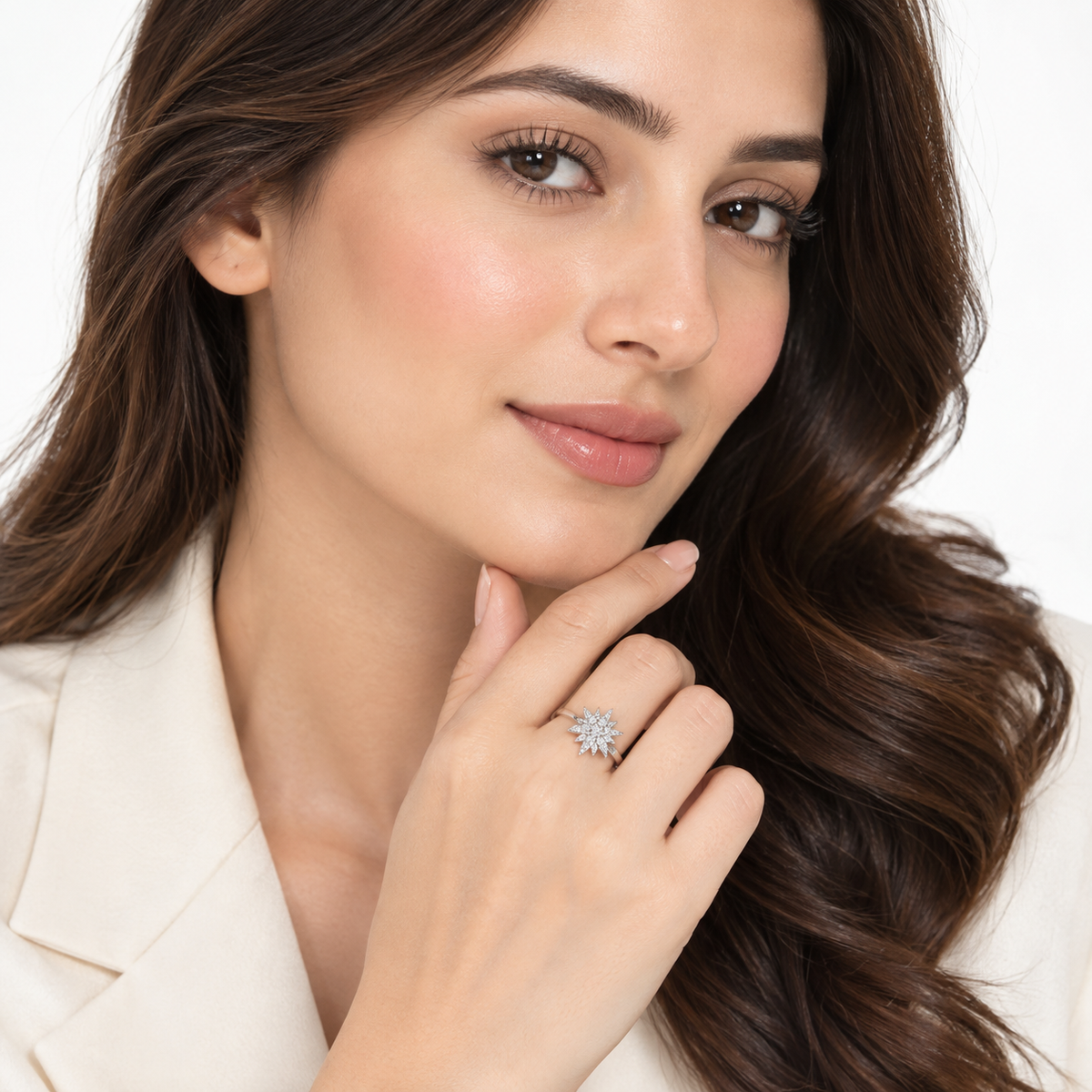 Sparkling Starlight Cluster CZ Silver Ring | Zarisha