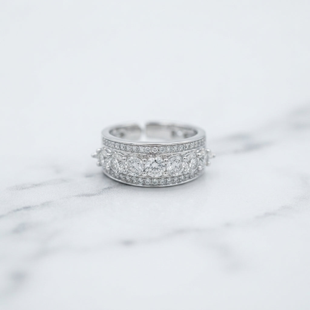 Bold Multi-Row CZ Wide Band Ring | Zarisha