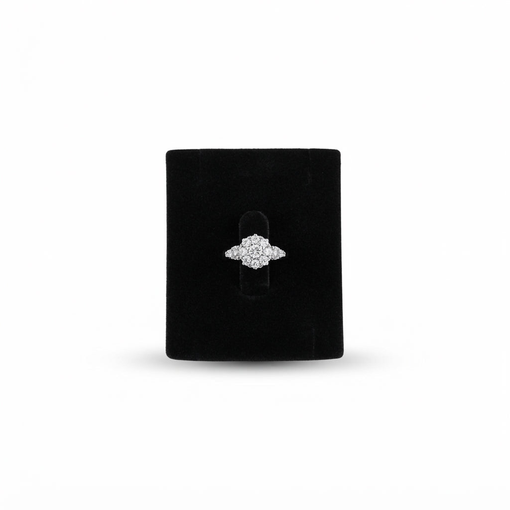 Elegant Round Halo CZ Silver Ring | Zarisha