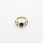 Noir Elegance Gold Baguette Statement Ring