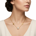 Gold Heart Pearl Necklace for Women