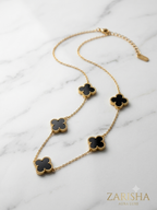 Black Clover Gold Plated Necklace for Women