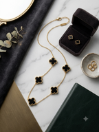 Black Clover Gold Plated Necklace for Women