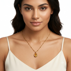 Gold Oval Zircon Pendant Necklace for Women