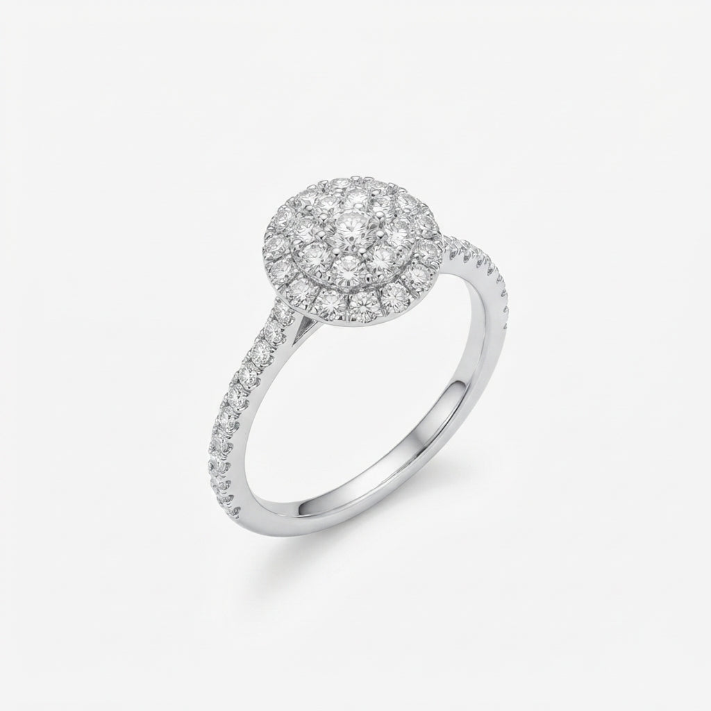 Elegant Round Halo CZ Silver Ring | Zarisha