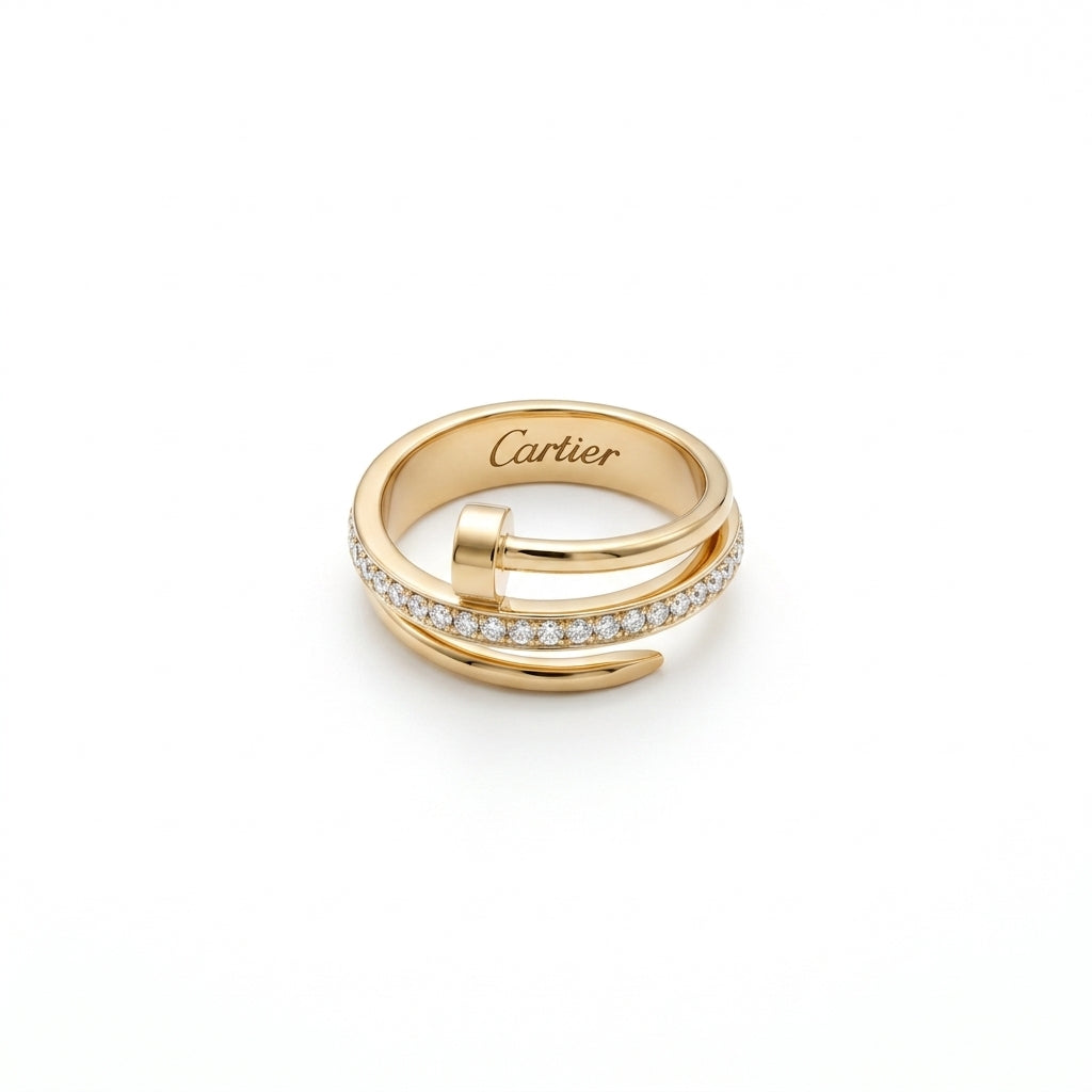 ZARISHA Gold Wrap Nail Pave Diamond Ring
