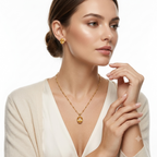 Gold Oval Zircon Pendant Necklace for Women