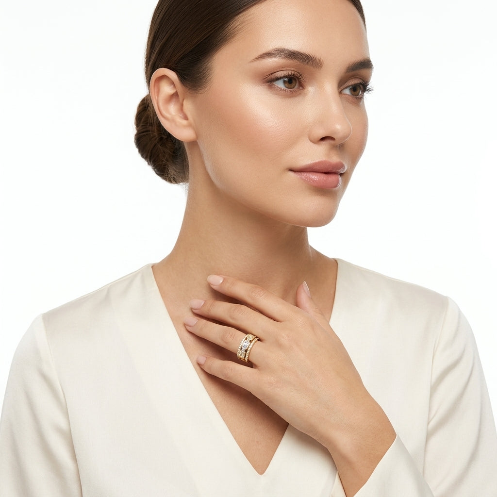 The Luxe Baguette Cut Gold Band Ring
