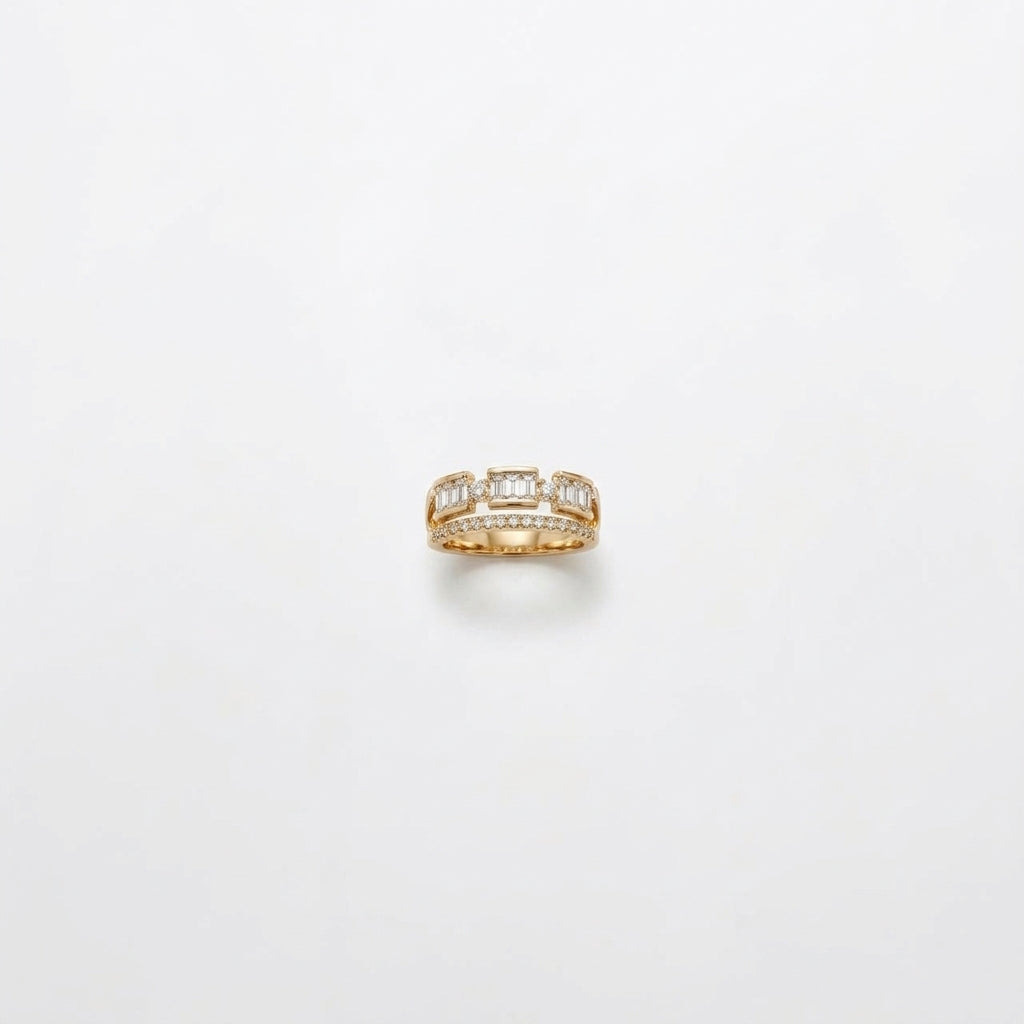 The Luxe Baguette Cut Gold Band Ring