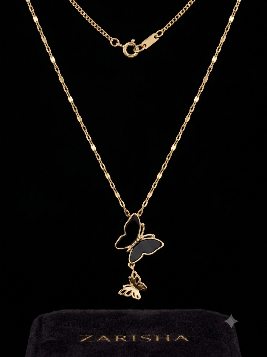 Black Butterfly Pendant Necklace for Women