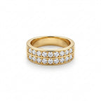 ZARISHA Double Row Pave Diamond Gold Band Ring