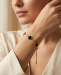 Five Black Clover Gold Plated Adjustable Bracelet