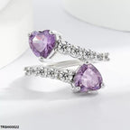 Round Heart Stone Ring Adjustable