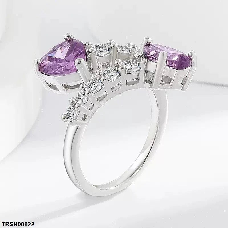 Round Heart Stone Ring Adjustable