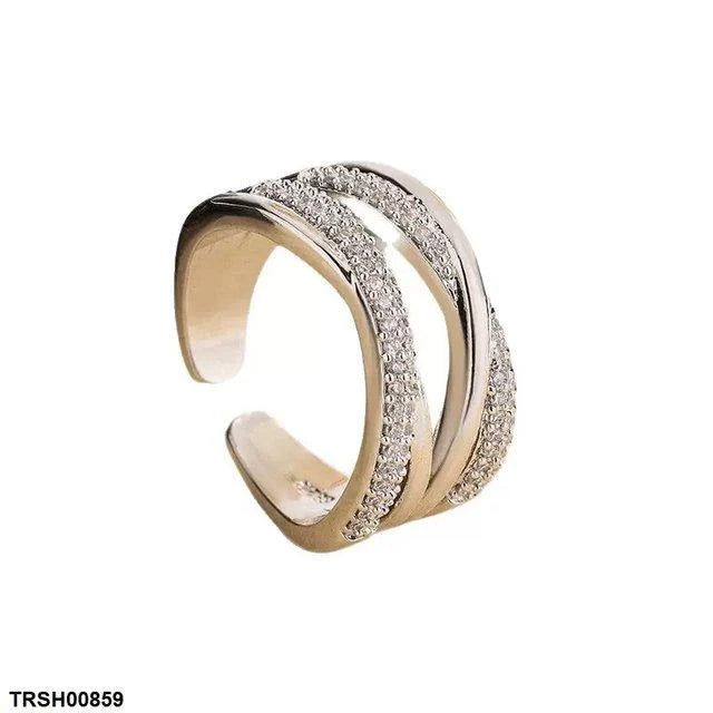 Double Layer X- Shaped ZIRCON Ring Adjustable