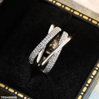 Double Layer X- Shaped ZIRCON Ring Adjustable