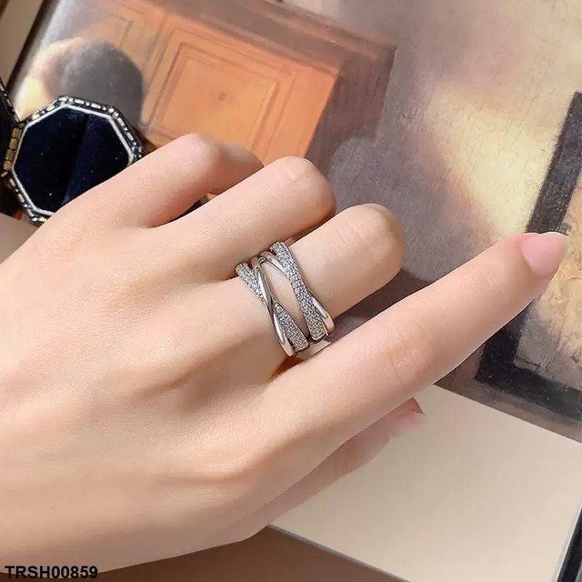 Double Layer X- Shaped ZIRCON Ring Adjustable