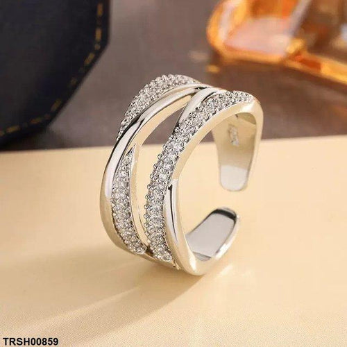 Double Layer X- Shaped ZIRCON Ring Adjustable