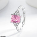 BLX Rectangle Pink Stone Ring Adjustable