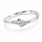 ZARISHA Delicate Wave Solitaire Ring with Side Accents